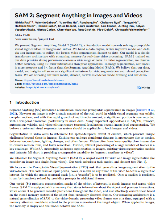 【計算機(jī)視覺】基于Transformer的視頻圖像統(tǒng)一分割模型:SAM 2的流式記憶架構(gòu)與大規(guī)模SA-V數(shù)據(jù)集構(gòu)建 PDF 下載 圖1